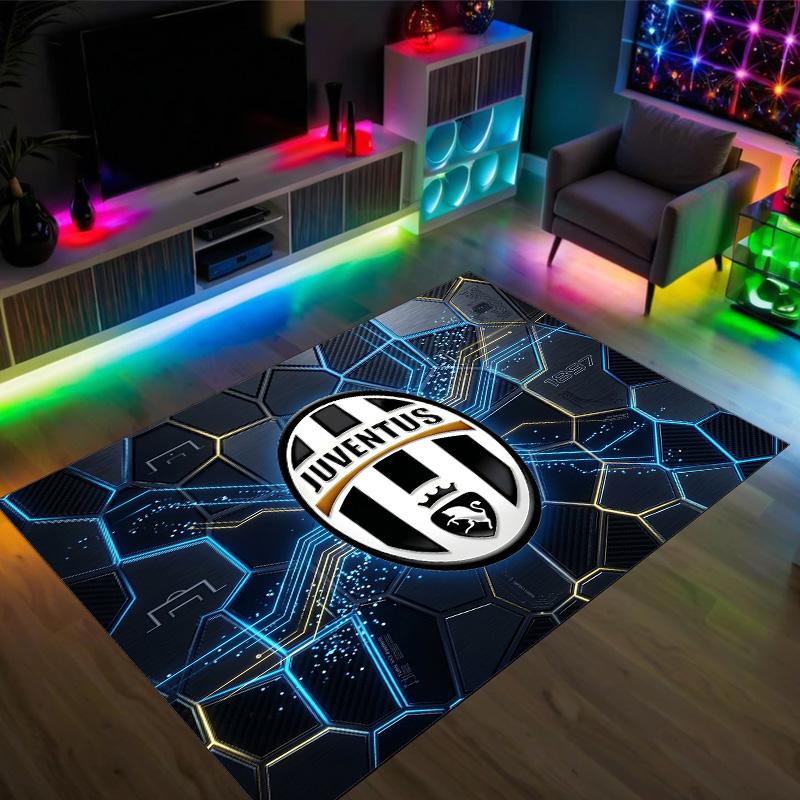 Juventus FC Design Crystal Velvet Carpet Cozy Non?Slip Printed Rug For Bedroom Living Room Entrance