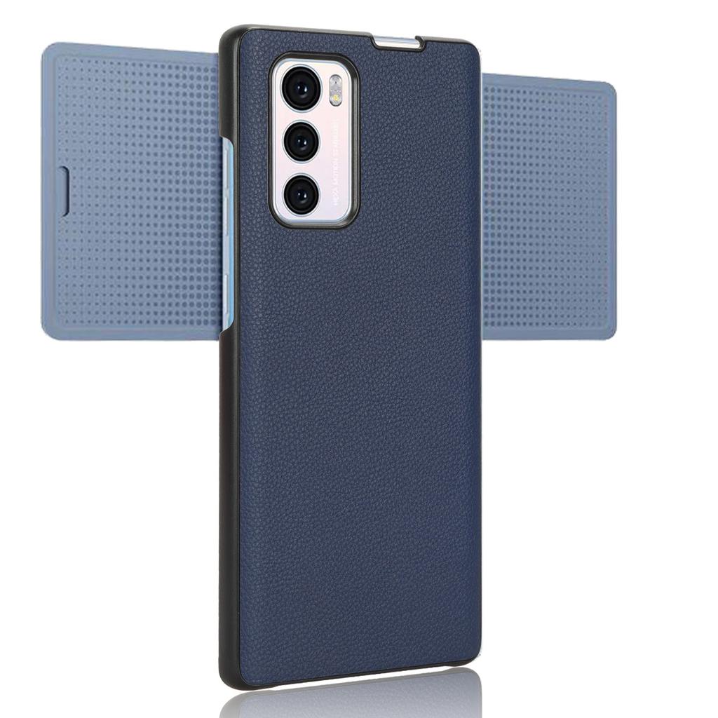 Para LG Wing 5G Capa de PC Revestida em Couro PU com Textura Lichia Anti-riscos Capa de Celular
