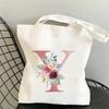 Canvas Bag Women's Travel and Leisure One Shoulder Handbag Pink Letter Large Capacity Gift White Canvas