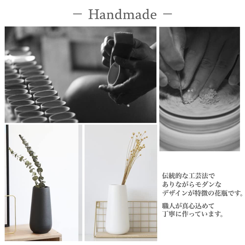 Vase Flower Base Ceramic Nordic Stylish Large Interior Flower Vase Fresh Flowers Dried Flowers Ceramics +kuRo (White, 20cm)