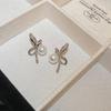 Silver Needle Korean Diamond Bow Earrings Versatile Fashion Temperament Earrings Niche Design Earrings Light Luxury Premium Sense