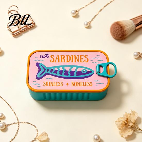 Retro Sardine Can Jewelry Box Storage Box, Portable Anti-tangle Travel Case, Plastic Case Lightweight Organizer for Necklaces And Earrings Earring
