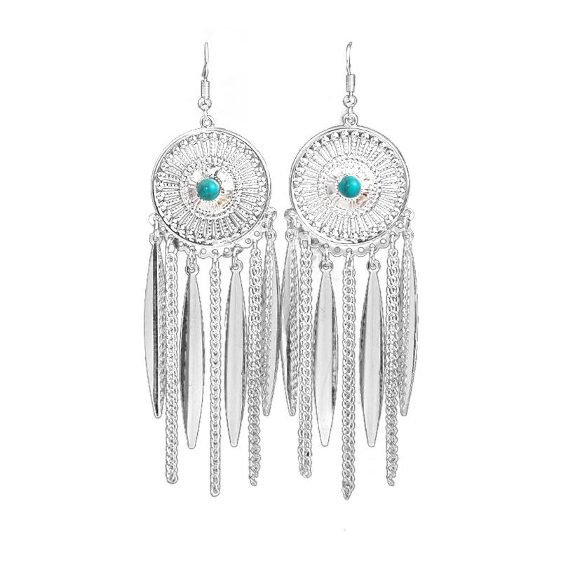 Ethnic Style Imitation Miao Silver Earrings, Colorful Long Fringed Chain Earrings, Hot-selling Earrings In Scenic Spots, Qinghe Jewelry Batches