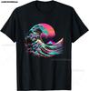 Aesthetic Glitch Great Wave Retrowave Synthwave TShirt Short Sleeve Tshirt Streetwear