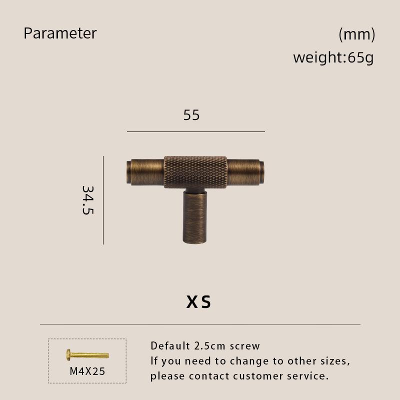 

Dooroom Solid Brass Furniture Handles Cross Knurling Cupboard Wardrobe Dresser Shoe Drawer Cabinet Knobs T-Bar Hardware Handle