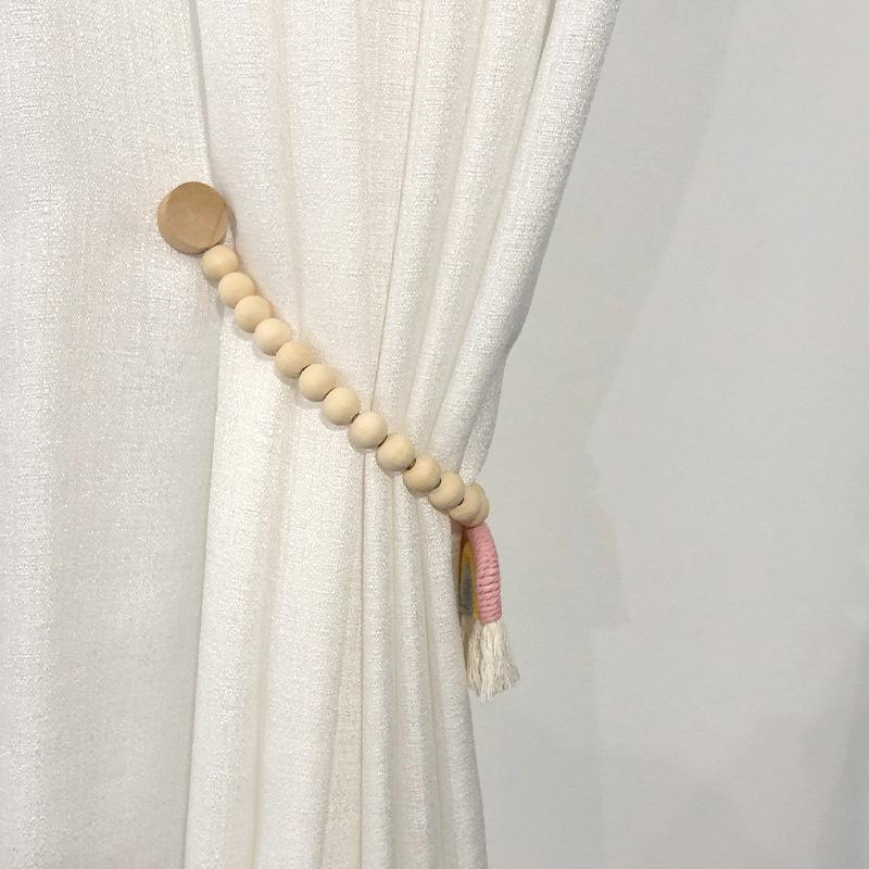 Fashionable Cartoon Rainbow Flow Rosewood Bead Curtain Magnetic Buckle Home Curtain Magnetic Binding Strap Binding Rope