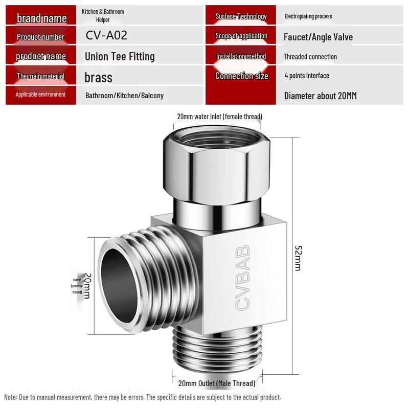 CVBAB Brass 1-in-2-out Toilet T-Adapter Diverter