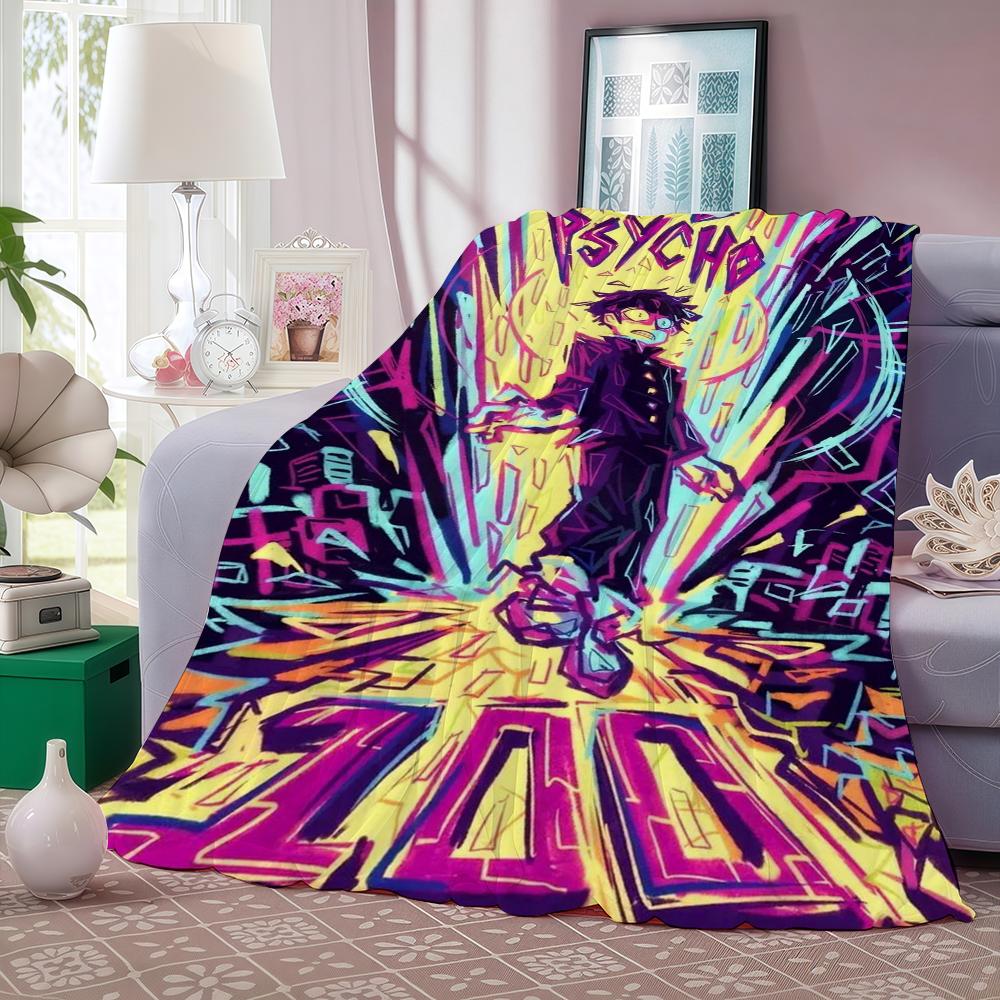 Hot Anime M Mob P Psycho 100 Blanket Warm And Soft Suitable For Bedroom Living Room Sofa Bed Office Travel Camping