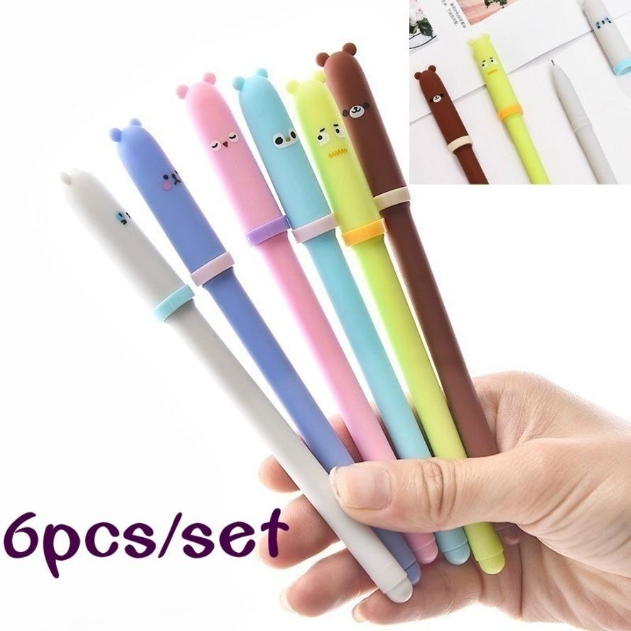 6 Pcs Creative Animal Expression Pen Gel Pens Kawaii Pen Cute Korean Stationery Gifts
