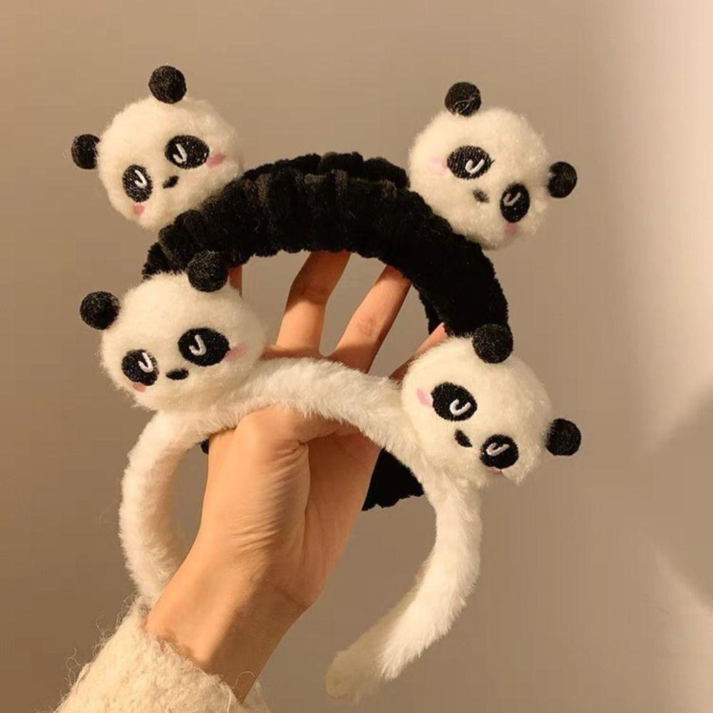 Cartoon Plüsch Stirnband Felliges Make-up Kopfschmuck Niedlicher Panda Haarreif Mädchen