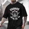 Goonies Never Say Die Retro Offiziell Inspiriert 80er Jahre Film Logo Ikonischer Totenkopf Baumwolle Moto T-Shirt Lässige Kurzarm O-Ausschnitt Oberteile