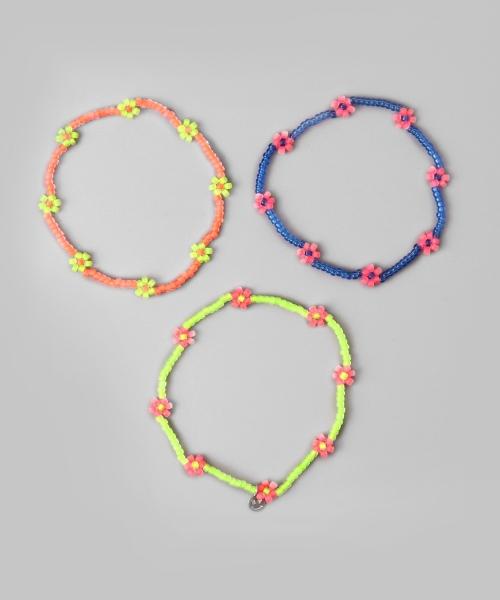 Bonbeau Flower Crush Neon Color Beads Bracelet Smile Charm Neon Color Flower Bead Bracelet
