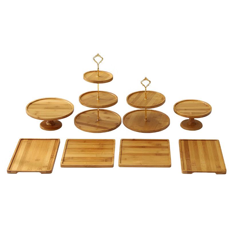 Bamboo Dessert Display Stands & Cake Trays