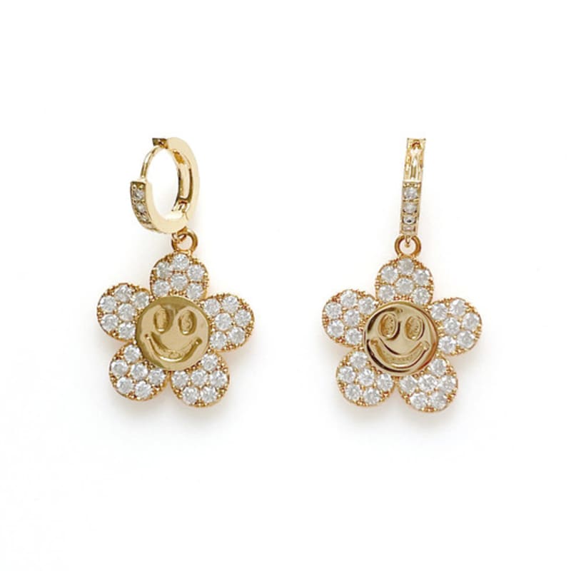 

August Harmony Smiley Flower Earring (2color) Silver