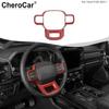 For 21+ Ford F150 Steering Wheel Panel Frame Decor Cover Trim Red Carbon Fiber