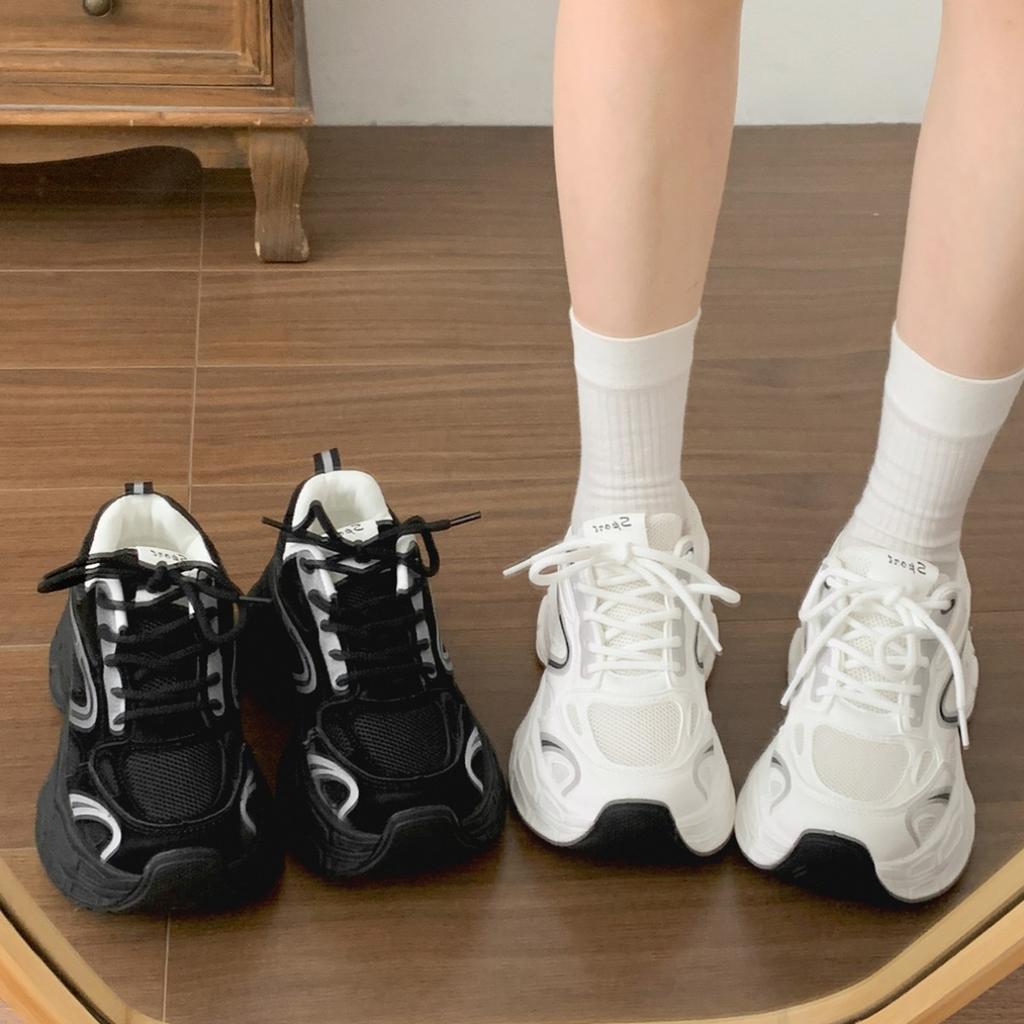 Popular Retro White Platform Dad Shoes Women's 2025 New Autumn Skirt Heightening Soft-soled Sneakers