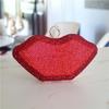 Lip Shape Evening Clutch Bag With Rhinestone Embellishment Women Formal Party Wedding Accessory