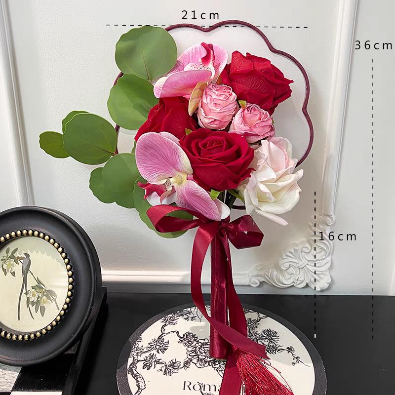 Bridal Folding Fan & Bouquet: Perfect for Registration, Engagement, Morning Robe, Chinese Wedding Dress, and Photos.