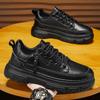 Autumn new sports and leisure board shoes waterproof and non-slip black leather shoes leather trendy shoes