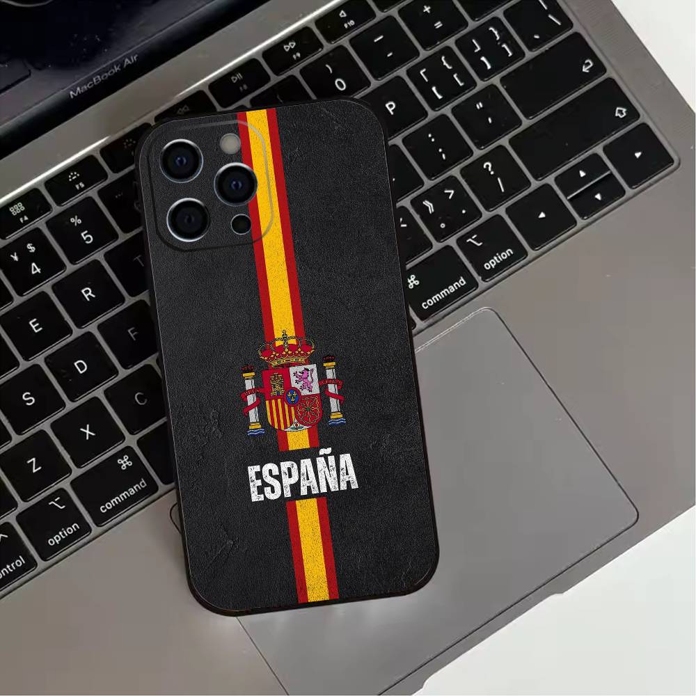 Spanish National Flag  Phone Case For iPhone 17,16,15,14,13,12,11 Plus,Pro Max,XS,Soft Silicone Black Cover
