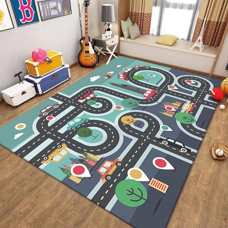 Child Playmat Highway Simulated City Traffic Playroom Area Rug,Carpet for Home Living Room Bedroom Sofa ,kids Non-slip Floor Mat
