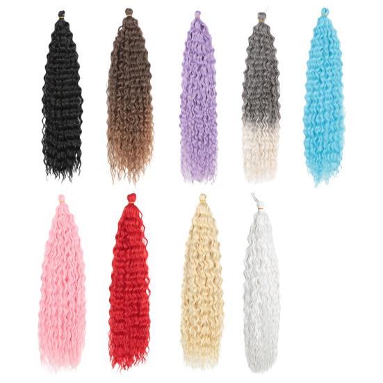 Women Long Curly Hair Bundles Natural Looking Fluffy Crochet Boho Braids Braiding Hair Deep Wave Synthetic Ponytail Hair Extension