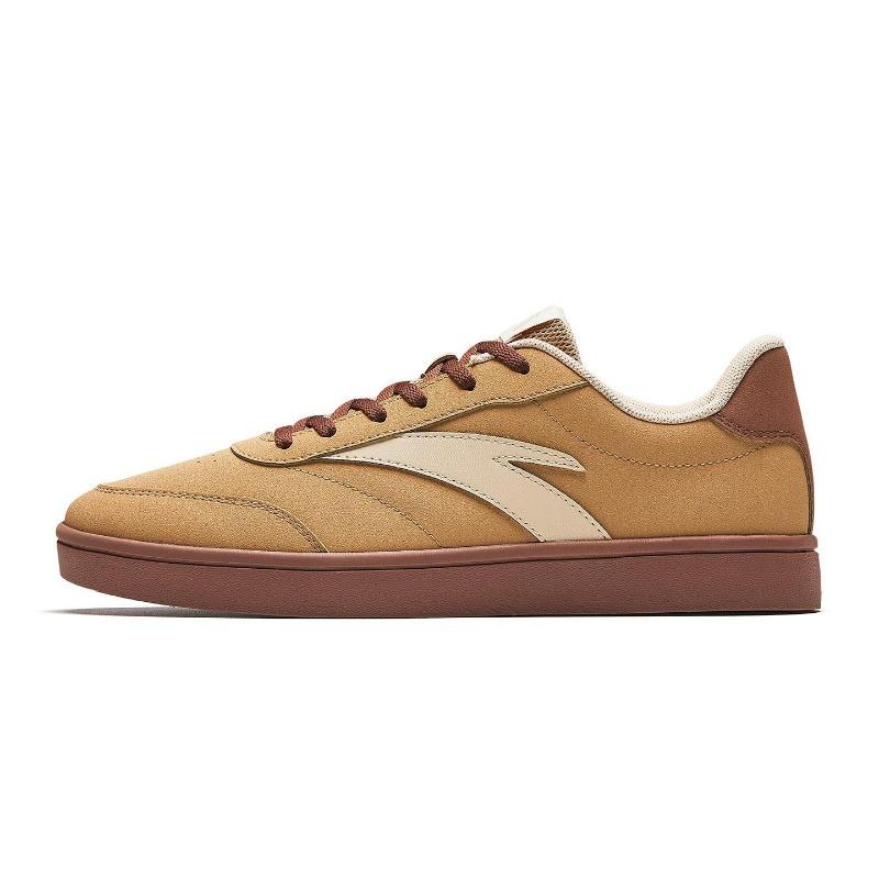 Anta Men s Vitality Classic Retro Low Top German Style Skate Shoes Light Brown Oatmeal Grey 912618099-8 39