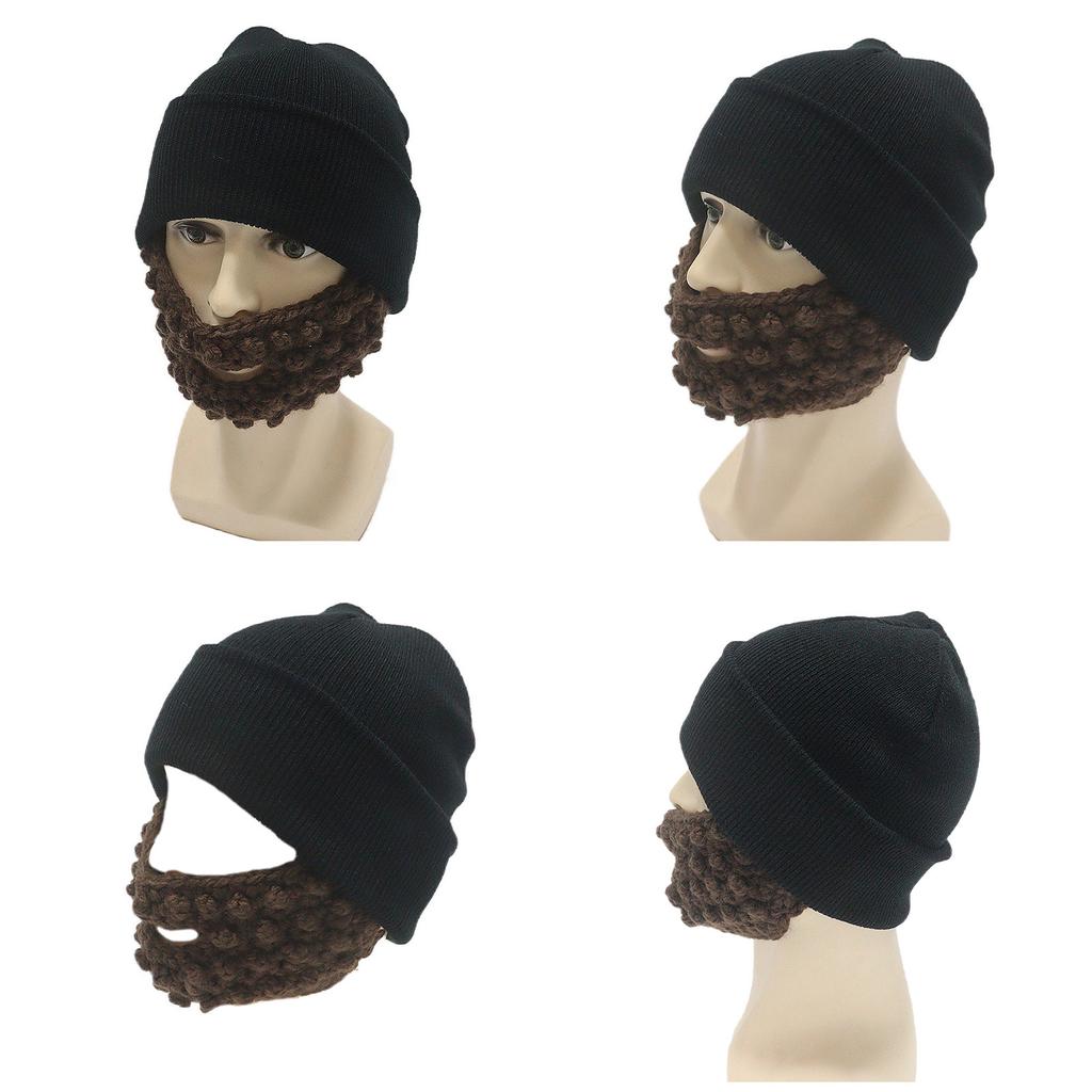 Funny Men Women Knit Bearded Hats Handmade Wig Winter Warm Ski Mask Beanie Christmas Halloween Caps