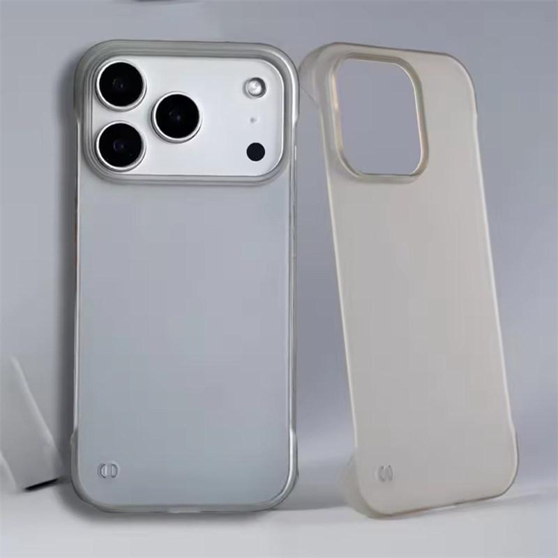 Ultra-Thin Frameless Case For iPhone 17 Air 16 15 14 13 12  Pro Max Plus 17Pro Glossy Hard Matte Slim Breathable Funda Coque