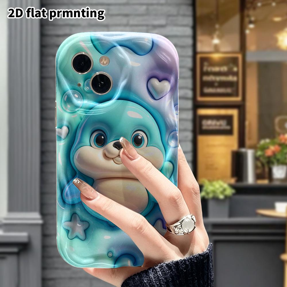 Phone Case: 2D flat design, suitable for iPhone 18 17 16 15 14 13 Pro, light blue little seal, perfect Christmas and Halloween holiday gift