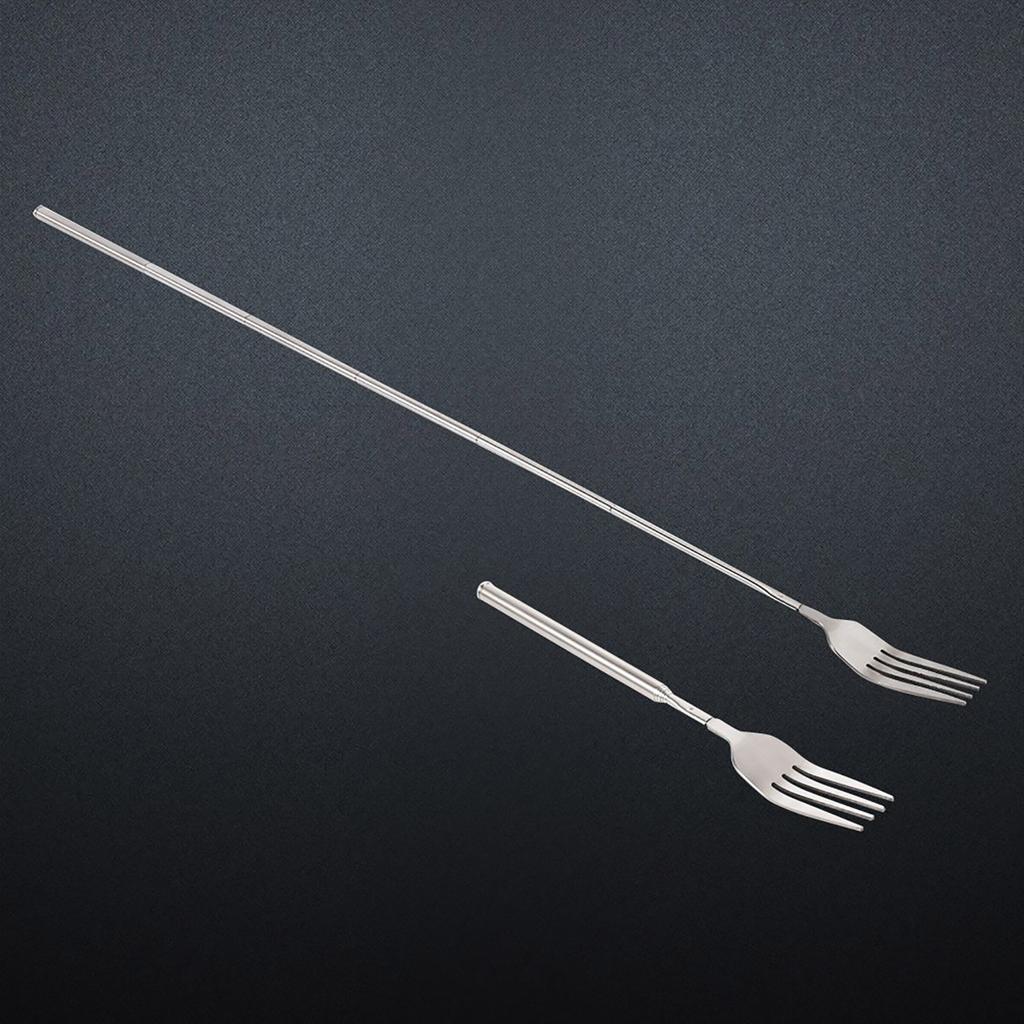 BBQ Fork BBQ Telescopic Extendable Dinner Fruit Dessert  Handle Fork Stainless Steel Cutlery Telescopic Fork Extendable Fork