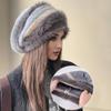 1PC Plush Warmth High Stretch Elegant Knitted Versatile Pile Hat Lightweight Color Block Slouchy Hats Brimless Fashion Multi-Color