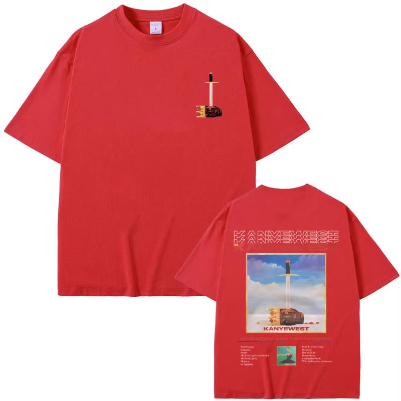 Rapper Kanye West Late My Beautiful Dark Twisted Fantasy Graphic Tshirts Unisex Hip Hop Vintage Tshirt Fashion Oversized T Shirts
