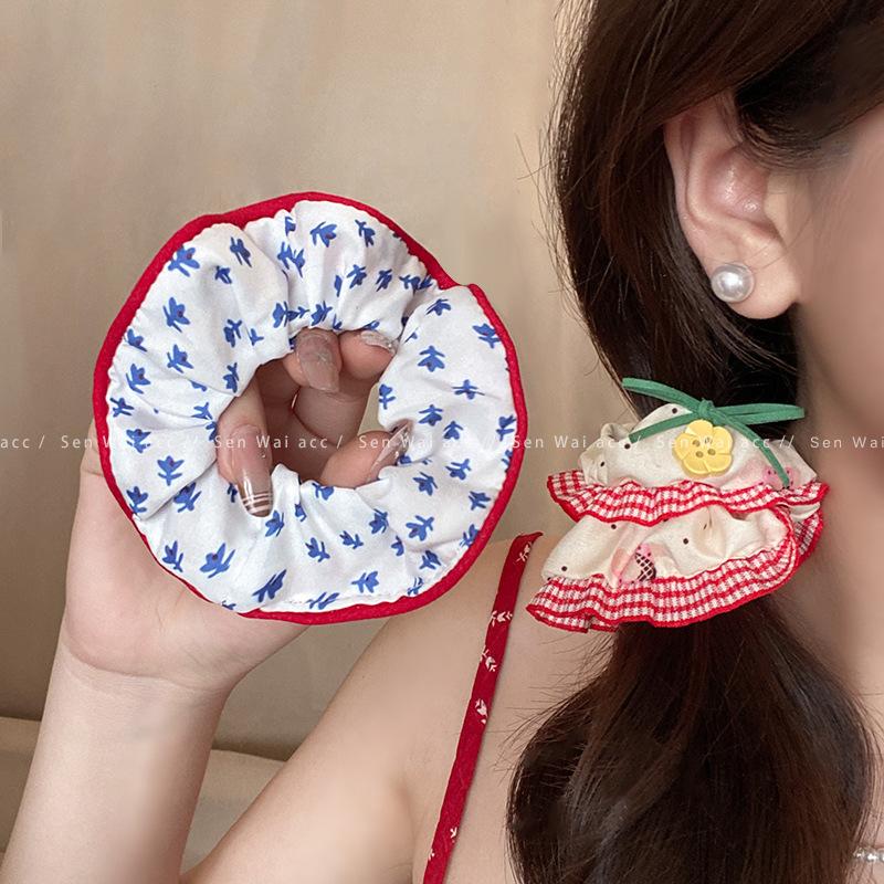 Broken Flower Large Intestine Hair Band Female Mori Ball Head Flower Hair Rope Super Fairy Cute Head