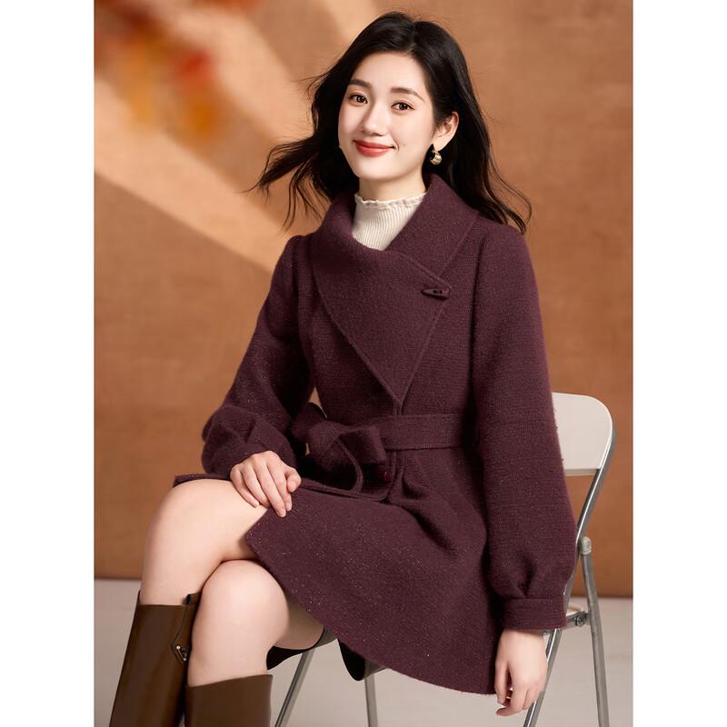 

Elegant Mid-length Wool Blend Coat 2XL