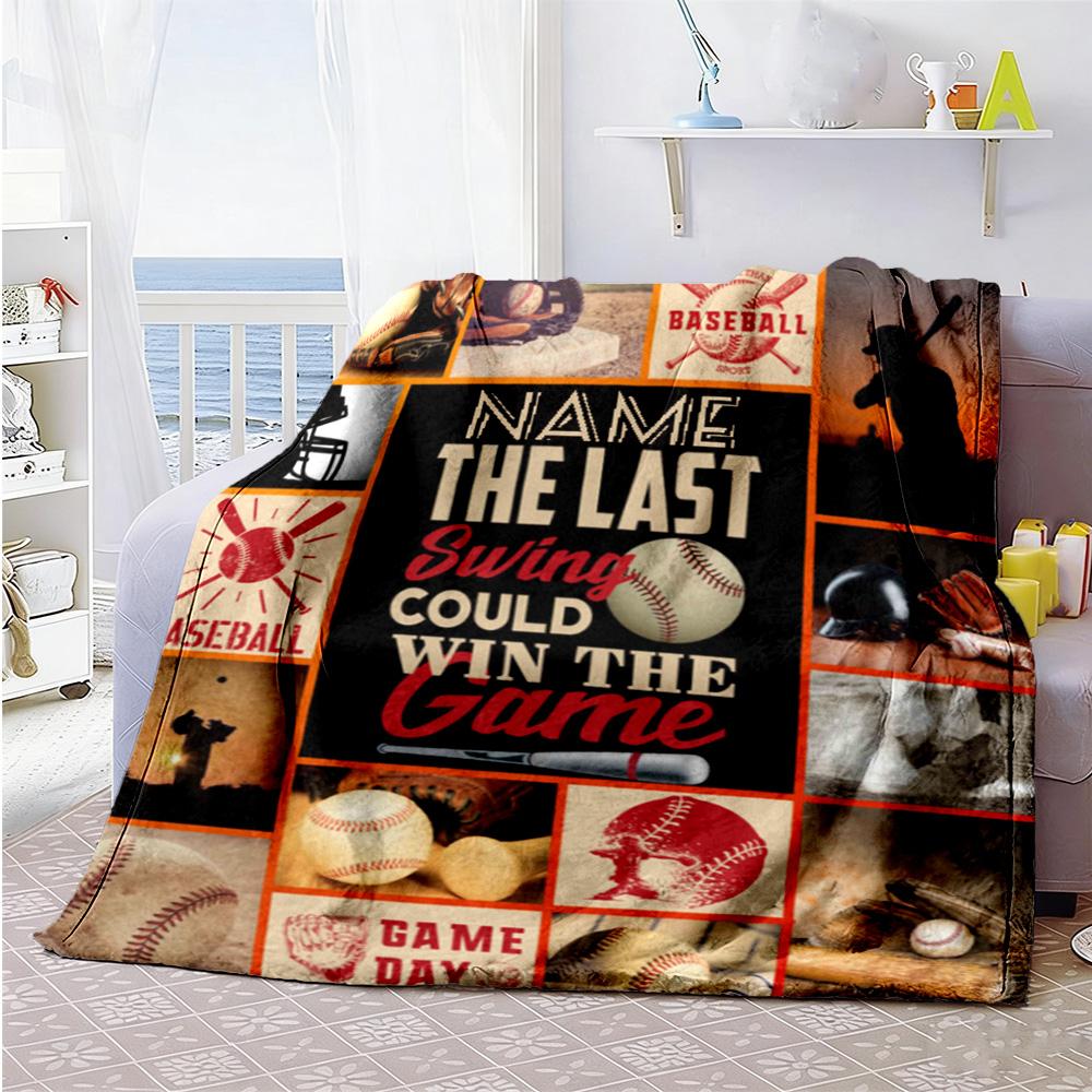 Softball Theme Personalized Text Blanket Cozy Customizable Blanket Durable Comfort Perfect for Seaside Couch Bedding Nap Ideal for All Seasons