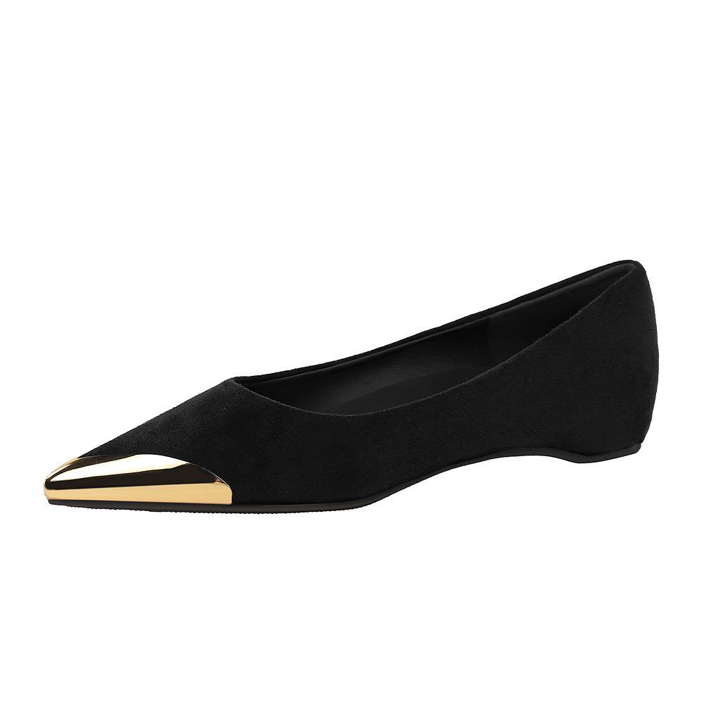 Mode-slip-on-skor för kvinnor, europeisk-amerikansk stil, med spetsig tå, lågt skaft och dold klack