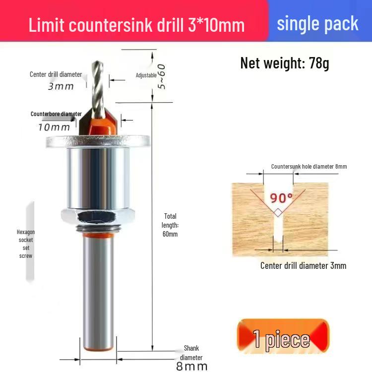 Alloy Head Countersink Drill Bit for Woodworking and Screw Installation