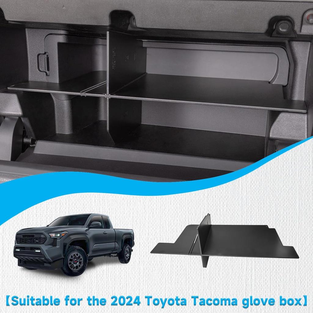 EDBETOS Glove Box Organizer Compatible With 2024 2025 Toyota Tacoma Accessories Glove Box Compartment Ert 4Th Gen Tacoma Secondary Storage Divider