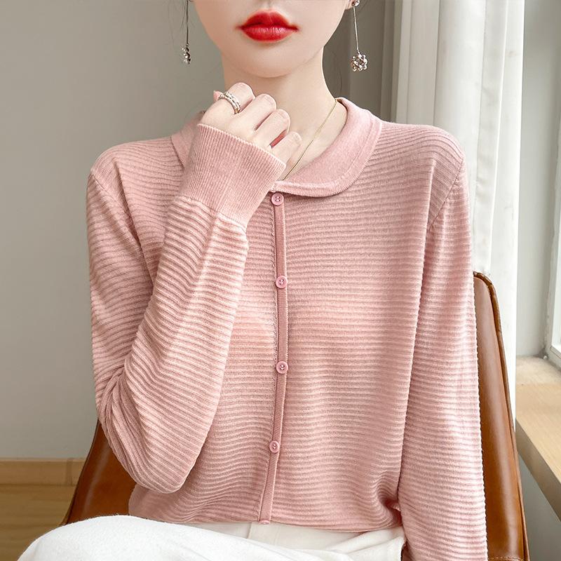 

Doll neck knitted sweater crew neck knitted sweater top new women s bottoming shirt M