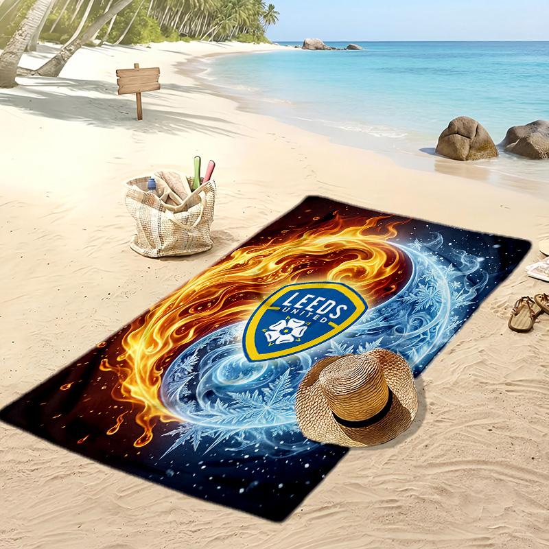 Asciugamano da Spiaggia con Stampa Leeds United Football, Asciugamano Grande Morbido ad Asciugatura Rapida per Spiaggia Campeggio Nuoto