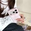 Cute Kawaii Pink Plaid Teddy Bear Phone Case For iPhone 16 15 14 13 Glitter Chandelier Print Protective Cover for Girls