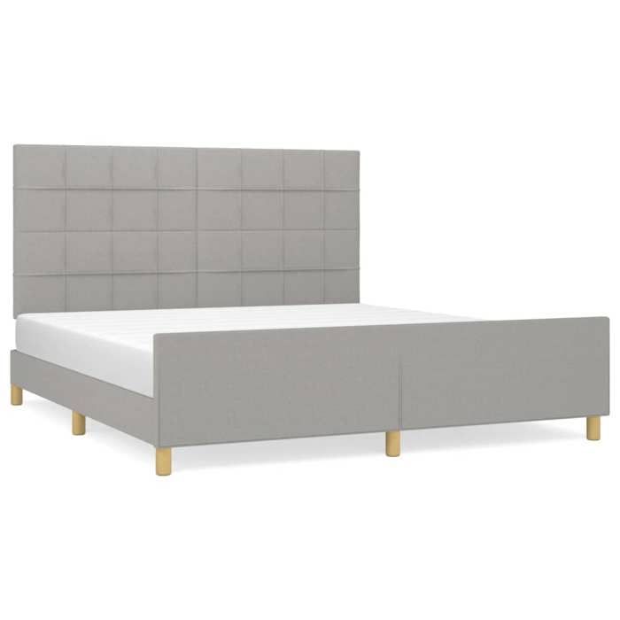 VidaXL Bed Frame with Headboard Light Grey 180x200 Cm 3125073