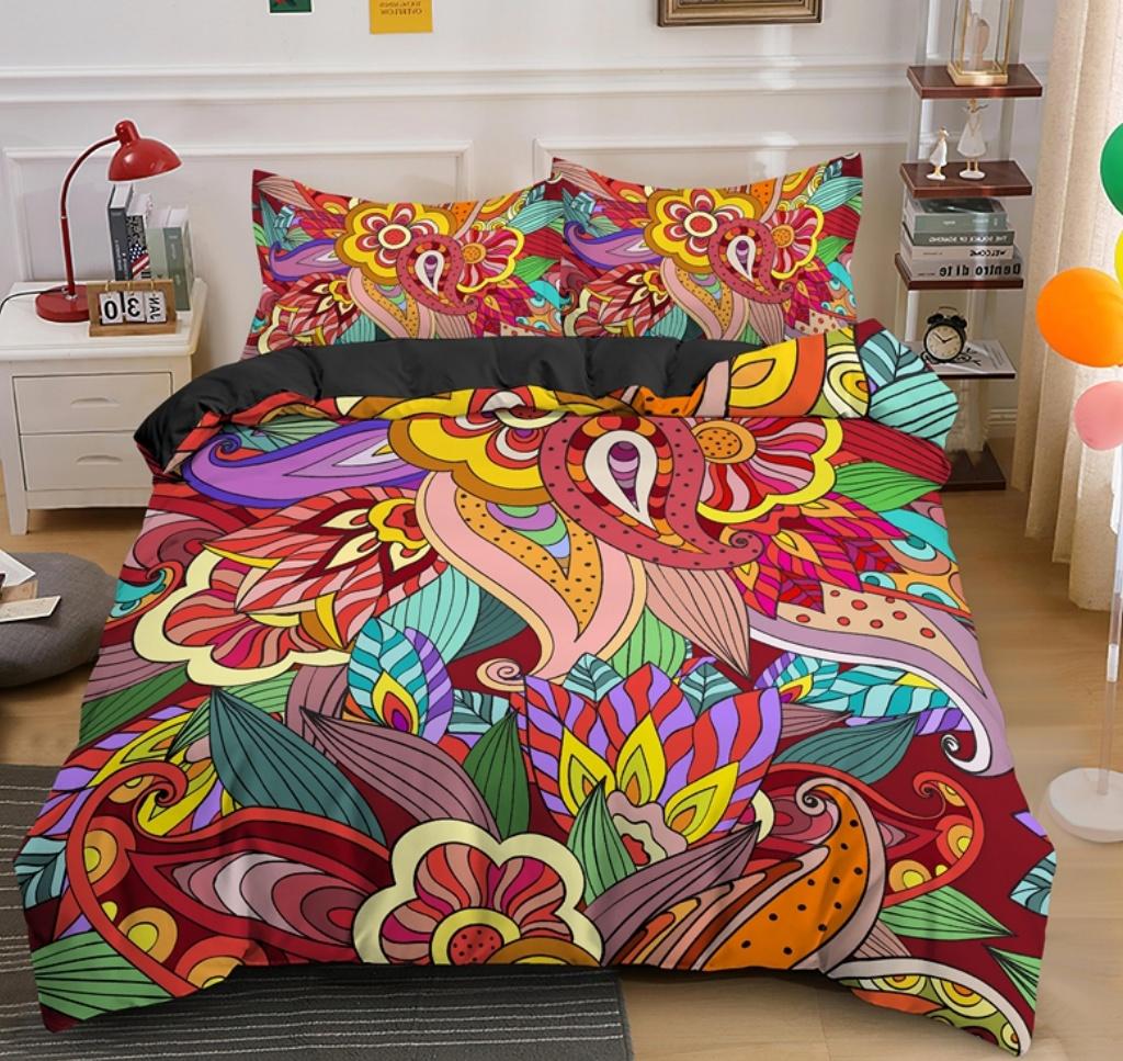 King Size Mandala Duvet Cover Queen King Quilt Cover Psychedelic Bohemian Luxury Bedding Set 3 Piece Set With 2 Pillowcases