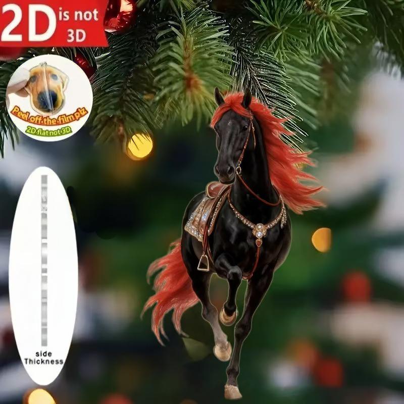 Exquisite White Horse Acrylic Flat Hanging Ornament Home Decoration Backpack