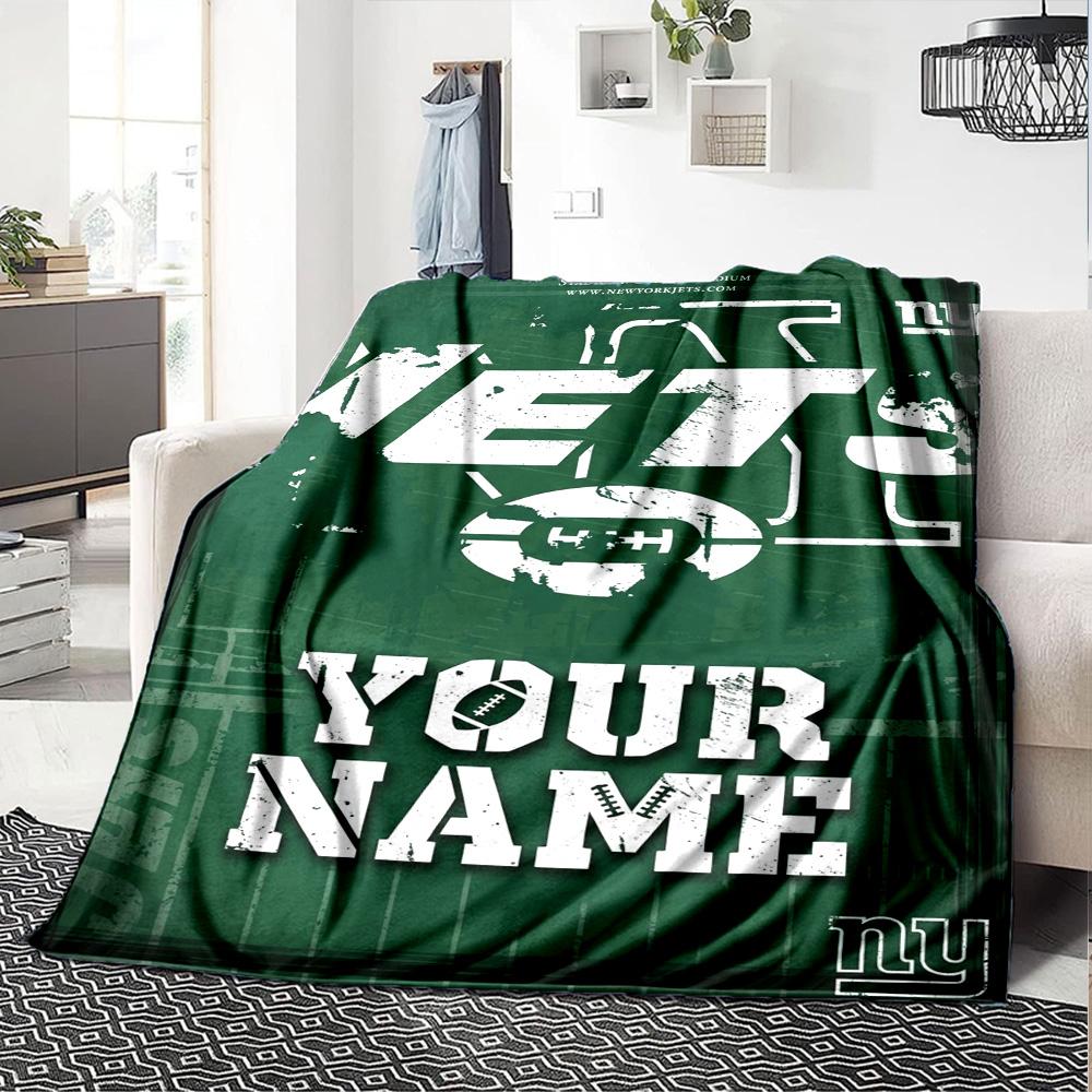 Name Custom New York Jets Print Flannel Blanket High Quality Warm Comfortable Cover for All Seasons Perfect for Gifts Home Decor