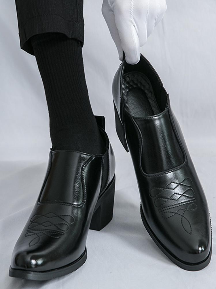 Men's Dress Shoes Office High-heeled Wedding Leather Shoe For Men High Quality Platform Business Formal Social Leather Shoes Man