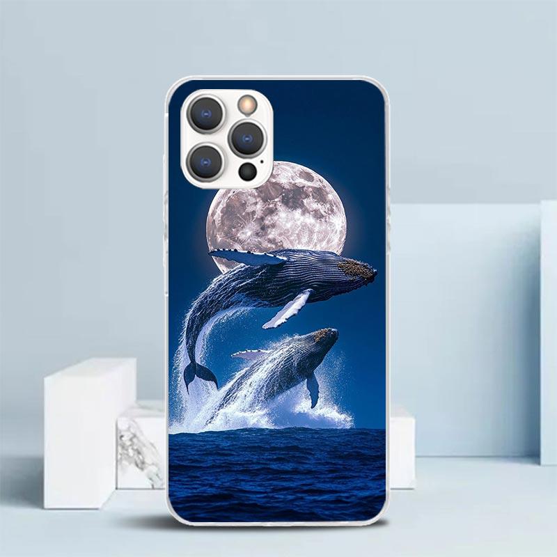 Humpback Whale Sea Giant Soft Cover for iPhone 16 17 Air 15 14 Pro Max 16E Phone Case 13 Mini 12 11 7 SE 8 Print Pattern Fit Cas