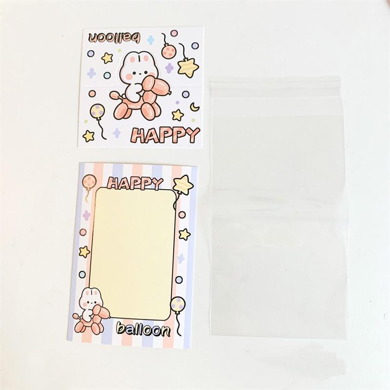 5 Set Korean Cute Animal Party Card Head Card Back Opp Bag  Star 3 Inch Photo Card DIY Packing Material Kawaii Gift Packaging