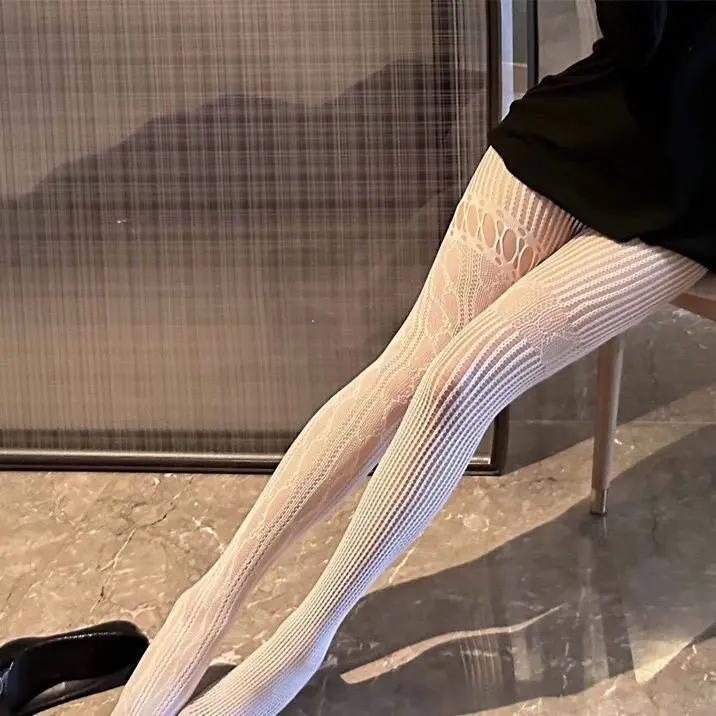 Lolita Cosplay Girls Vintage Fishnet Lace Stockings Pantyhose Mesh Hollow Out Tights Sexy Women Skin Thigh High Waist Hosiery
